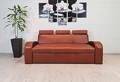 Quattro Meble Echtleder 3 Sitzer Sofa Antalya 2 3z FS Breite 200cm mit Schlaffunktion und Kopfstützen Ledersofa Echt Leder Couch Leder Antique Farbauswahl !!!