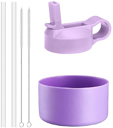 The Mass Straw Lid and Boot for Hydro Flask Wide Mouth and Other Brand Insulated Water Bottle (Fit Wide Mouth 32/40oz, Lilac Lid & Purple Boot)