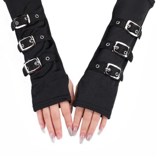 CHENGZI Modisches Cosplay-Armband, Punk-Fäustlinge, schwarze Milchseide, Handschuhe für besondere Anlässe, Abendpartys, Schwarz , One size