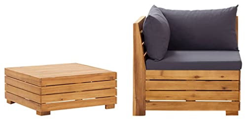 vidaXL 2-tlg. Garten-Lounge-Set mit Kissen Massivholz Akazie