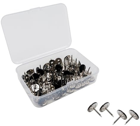 Woogim 100 Stück Polsternägel, Sofa-Daumennägel, Möbelnägel, Nägel für Polstermöbel, dekorative Polsternadeln, Polsternägel, Reißzwecken für Möbel (flach, schwarz)