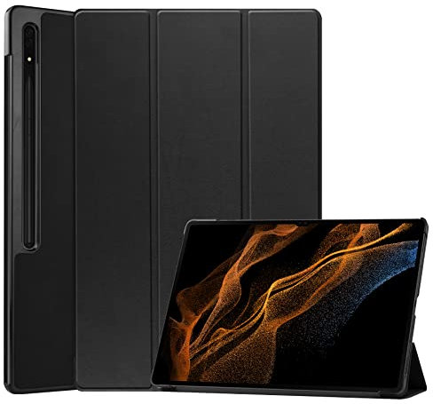 FTRONGRT Coque pour Samsung Galaxy Tab S8 Ultra Coque Housse Étui,Ultra-Mince et avec Support Coque Protection pour Samsung Galaxy Tab S8 Ultra -Noir