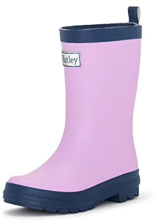 Hatley Kids' Classic Wellington Rain Boots, Matte Lilac & Navy, 7 UK Child