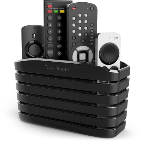 TotalMount Remote Control Holder – Premium Quality and Extra Stable to Place Near Your TV, Bed, or Table (Large – Fits Four Remotes, Premium Black)