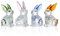 Movdyka Set of 4 Little Glass Rabbits Figurines Cute Crystal Bunny Collectibles Statues Animal Decor Ornament Table Centerpiece