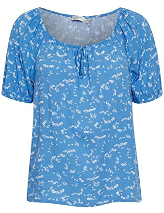 b.young BYMMJOELLA Damen T-Shirt Kurzarm Shirt Rundhalsausschnitt mit elastischem Bund Ausschnitt und Ärmelsaum mit Bindeband aus 100% Viskose LENZING(TM) ECOVERO(TM)