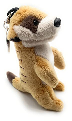 Onwomania Erdmännchen Huftier Surikate Plüschtier Kuscheltier Stoff Tier 18cm mit Kette Beige