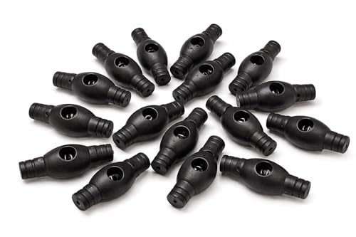 Perlin 20 fermacorda a doppio morsetto, in plastica, colore nero, ideale per 4 mm di cordino, per corda, giacche, elastico