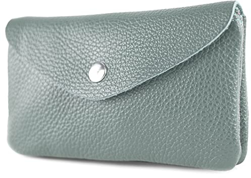 modamoda de P11 Damen Leder Geldbörse Portemonnaie Medium Handmade in Italy, Farbe:Taubenblau