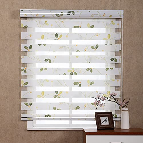 XUNFAKEJI Doppelrollo mit Gemustert,Duo Rollos für Fenster,Zebrarollo,lichtdurchlässig und verdunkelnd Wandmontage Sichtschutz,für Tür Fenster,mit Zubehör,Anpassbar (W100xH150cm)