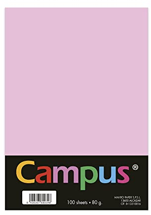 Campus - Farbiges A4-Papier, 80 g/m², 210 x 297 mm, A4-Papier mit weicher Haptik, 100 Stück, ideal für Buchbindung, Büro, Zeichnen und Basteln. Farbe: Rosa