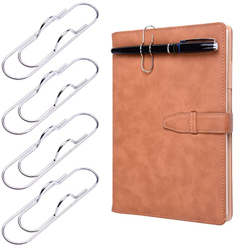 Wisdompro 12 Stück Stifthalter Notizbuch Metall, 1,8 x 6,6 cm Stift Clip für Notizbuch Bücher Journal Klemmbrett, Büroklammern Groß für Fast Jede Stiftgröße (Silber)
