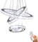 CXGLEAMING Lampara de techo moderna araña de cristal,regulable LED luz de techo, lámpara colgante de 3 anillos DIY, ajustable lamparas de techo para salon dormitorio cocina(control remoto)