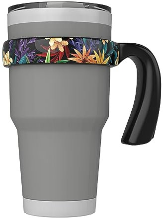 HOUSYLOVE for YETI 30 Oz Tumbler Handle, Handle for YETI 30 Oz Tumbler with Anti-Slip Colorful and Floral Design, Black,1 Pack