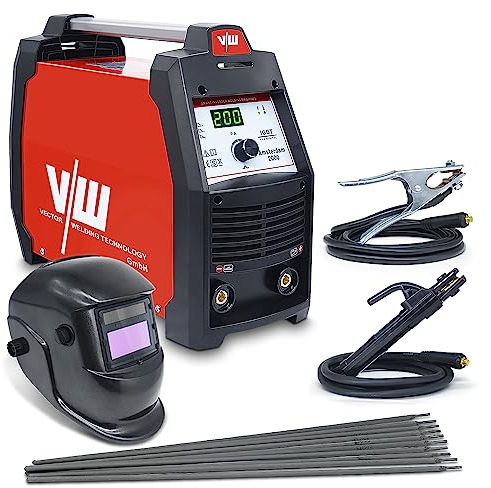 MMA Elektrodenschweißgerät Set | 14-Teilig | 10 bis 200A | Lichtbogenschweißgerät | Amsterdam 2200 | ARC FORCE | Kompakt & leicht | MMA/STICK/E-HAND | IGBT-Technologie | Vector Welding