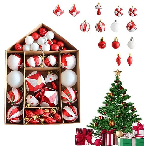 Bruchsichere Weihnachtsbaum-Ornamente – Set mit bruchsicheren Leuchtkugeln, Urlaubszubehör, Weihnachtsdekoration für Zuhause, Hochzeiten, Partys, Jildouf