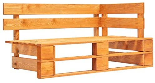 Homgoday Garten Eckbank Holzbank Sitzbank Palettenbank Bank Palettenmöbel Parkbank Gartenmöbel Holzbank für Garten, Balkon und Terrasse Holz Honigbraun