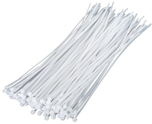 HUSAIHU 100 Pcs Cable Ties White, (300mm x 3.6mm) Premium Nylon Zip Ties, Multi-Purpose Plastic Tie Wraps, Strong Heavy Duty Cable Wrap for Home, Office, Workshop, Garage and Garden