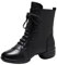 Amtopiyo Donna Vera Pelle Danza Jazz Stivaletti Suola Divisa Allacciatura & Cerniera Laterale Scarpe da Ballo SH050 Nero EU39.5=CN41