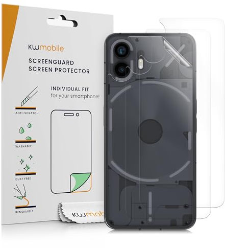 kwmobile 3X Película Compatible con Nothing Phone (2) - Lámina Adhesiva Protectora Transparente para el Cristal Trasero