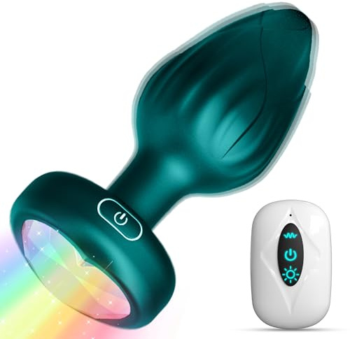 Anal Plug Adult Sex Toys - 10 Modes Vibrating Butt Plug LED Colorful Light up Remote Control for Prostate Massage, Adult, Men, Women, Couples