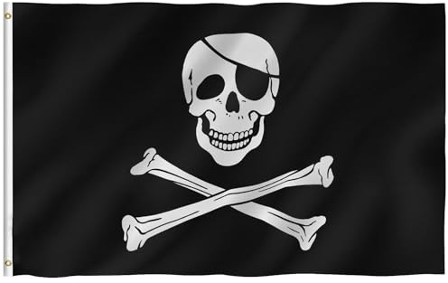 1 Pezzo di Bandiera Pirata con Teschio, Bandiere Pirata con Ossa Incrociate, Pirata Teschio Bianco Bandiera, Bandiera Pirata in Bianco e Nero, per La Decorazione Della Festa Pirata