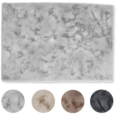 Schöner Wohnen Kollektion Hochwertiger Kunstfell Teppich flauschig - Teppich Wohnzimmer - Hochflorteppich Lammfell Schaffell - Dekofell rechteckig Grau 120 x 180 cm