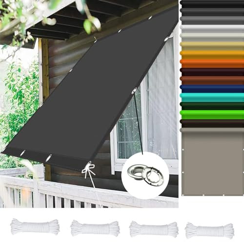 Sonnensegel 4 x 10 m 98% UV Schutz Sonnensegel Terrassenüberdachung mit Ösen für Garten Balkon Terrasse Camping, Dunkelgrau