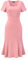 Allegra K Robe de Cocktail Vintage Femme Robe Sirène de Business Ourlet Queue de Poisson Manches Courtes Robe Mi-Longue Moulante Rose L