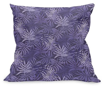 ABAKUHAUS Botanik Kissenbezug, Bush von Lila Farn-Blätter im Wald Kräuter der Insel Exotische Muster, Kissenhülle mit Reißverschluss Beidseitiger Druck, 50 x 50 cm, Blau Violett