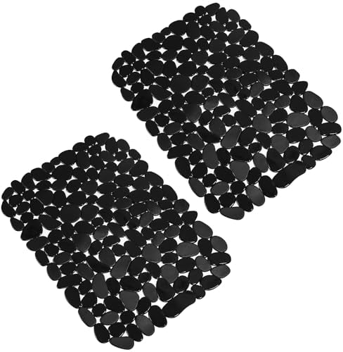 LEAZZLE Alfombrilla Fregadero Cocina, Juego de 2 Protector de Fregadero Cocina de PVC, 40x30cm, Alfombrilla con Forma de Guijarros para el Fondo del Fregadero de Cocina
