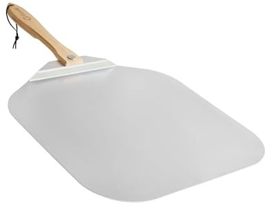 Chef Pomodoro Pala Pizza Horno Larga, Pala para Pizza de Aluminio con Tope de Seguriddad y Mango Plegable de Madera de 27.9 cm para Fácil Almacenamiento (45,7 x 50,8 cm)