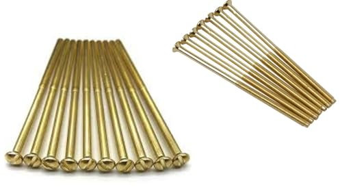Electrical Long Socket Screws 40mm, 50mm, 75mm Black Nickel, Brass, Chrome M3.5 Screw Flat Raised Slotted Head Threaded Bolt for Switches, Plugs, Sockets, Fixings (20, Brass, 75mm)