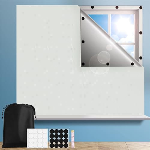 RCLONGEU Tenda Oscurante Finestra, Tende Oscuranti per Interni, Portatile Taglio Libero Isolanti Tessuto Termico per Finestre, Camera da Letto, Asilo Vido, Ufficio (Bianco,100x145CM)