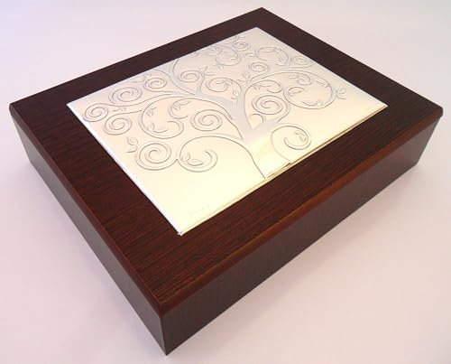 Generico L'ALBERO DELLA VITA ARGENTO cm18x14 PORTAGIOIELLI COFANETTO PORTAGIOIE SCATOLA LEGNO cm24x20x6 -> TUO IN 48h