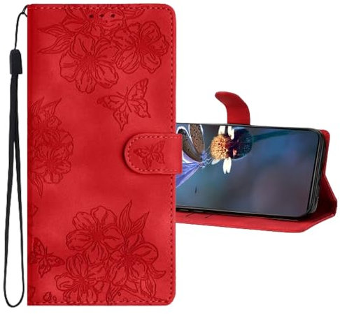 LEMAXELERS Handyhülle für Apple iPhone 12 Mini Hülle Lederhülle Klappbar Case klapphülle Stoßfeste Magnetische Brieftasche Kartenfach Ständer Schutzhülle Cover für Apple iPhone 12 Mini Rot XYYH.