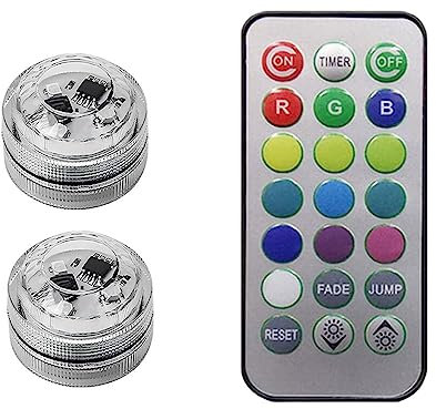 tuwiwol Kabellose LED Umgebungslicht Fernbedienung, Auto Fuß, bunte, wasserdichte, leuchtende Lampe, Aquarium Party Dekoration, 2 Lichter