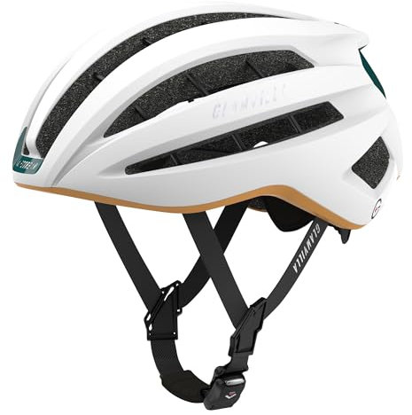 GLAMVILLA Rennradhelm für Damen und Herren City Trekking Fahrradhelm Professioneller Wettkampf Ultra Leichter belüfteter Fahrradhelm mit Skelett Magnetschnalle (weiß, M)