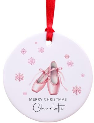 Personalised Ballerina Shoes Ceramic Christmas Bauble - Ballet Shoes Design - Unique Christmas Decoration, Christmas Bauble for her