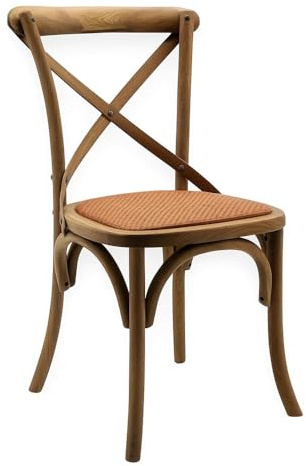 Modern & Stylish Hand Finished Cross Back Oak Wooden Cafe Chair - Exclusive Rattan Seat Comfortable Office Furniture Collections for Home, Dining, Cafe, and Office Seating (Brown)