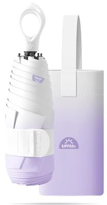 Impervius Patronum Mini Vogue Paraguas de Viaje Plegable Portátil Compacto Con Manija del Anillo y Bolsa de Almacenamiento,Color Degradado,6 * 2 Varillas,Protección UV,Sol y Lluvia,Mujeres y Niños