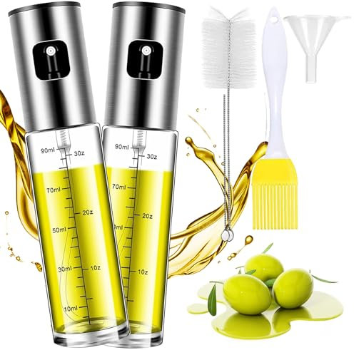 TINA.WIN 2 Piezas Pulverizador Aceite Spray,Spray Para Cocina,100 Ml Aceite Cocina Antigoteo De Vidrio ,Dispensador De Aceite Para Cocina, Aire, Ensalada, Barbacoa