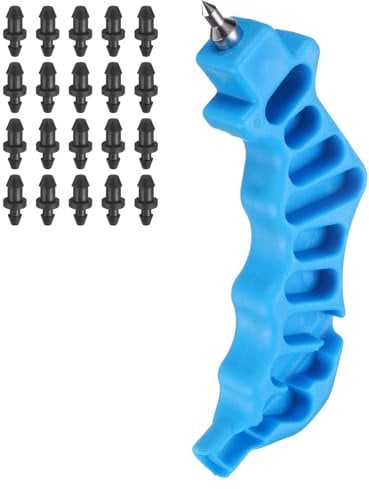 sourcing map 21pcs 2-in-One Drip Irrigation Tubing Hole Punch 4mm for 1/4 Inch Fitting and Emitter Insertion Drip Tube Hole Punch with Insertion Fitting for Laying Branch Drip Pipes, Blue