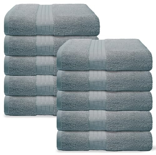 Brentfords Face Cloth For Bathroom, Super Soft 100% Cotton Absorbent Quick Dry Face Towels Pack of 10 Luxury Spa Quality Washcloth For Gym Travel, Denim Blue-30x30cm
