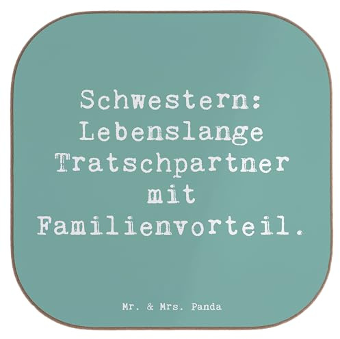 Mr. & Mrs. Panda Untersetzer für Gläser Spruch Schwestern Tratschpartner - Geschenk, Glas, Verwandte, Tasse, Familie, Geschwisterliebe, Tassen, herzerwärmende Sprüche, Spaß, Tassenuntersetzer, Tratsch