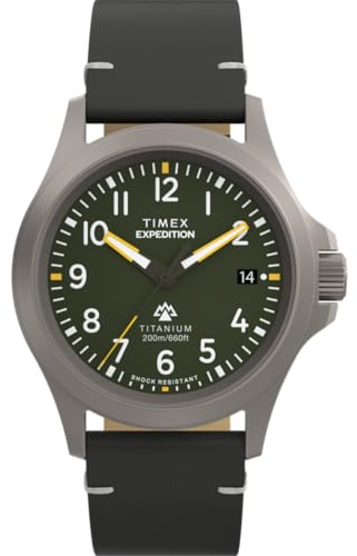 Timex Men's Expedition Titanium 38mm Leather Strap Watch