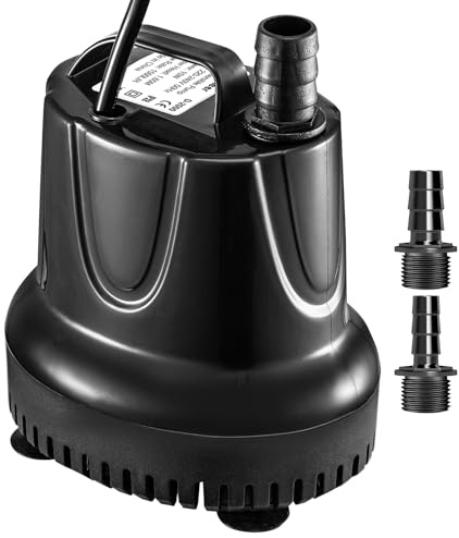 Submersible Water Pump 15W 1500L/H Quiet Small Aquarium Pump with 2 Nozzles, High Lift 1.65m for Fountains, Fish Tank, Pond, Hydroponic (1500L/H)