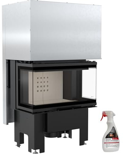 KRATKI Kaminbausatz Home Easy Box | Kamineinsatz 7 kW | 180,1 x 84,2 cm | Schwarz | Heizeinsatz mit Doppeltüröffnungssystem Guillotine nach Links & rechts | 2.BimSchV 15a B-Vg | Kaminreiniger