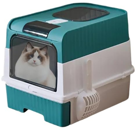 Katzenklo mit Deckel Aktivkohlefilter - Katzenklo | Geschlossene Katzentoilette mit Filter | Geruchsdichte Toilette für Katzen | Hygienische Box mit Einstieg