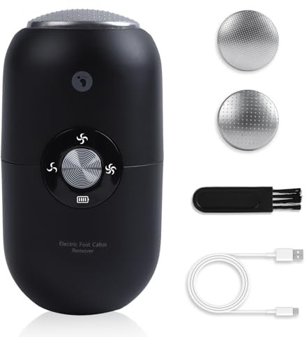 FIVAVA Hornhautentferner Elektrisch, Hornhaut Entfernen Fuß Elektrisch mit 2 Edelstahl-Schleifköpfen, Pediküre Set – zur Entfernung von Rissen, toter Haut & Hornhaut (Schwarz)